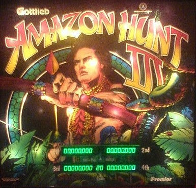 Flipper Amazon Hunt III (Gottlieb, 1987) — fronton