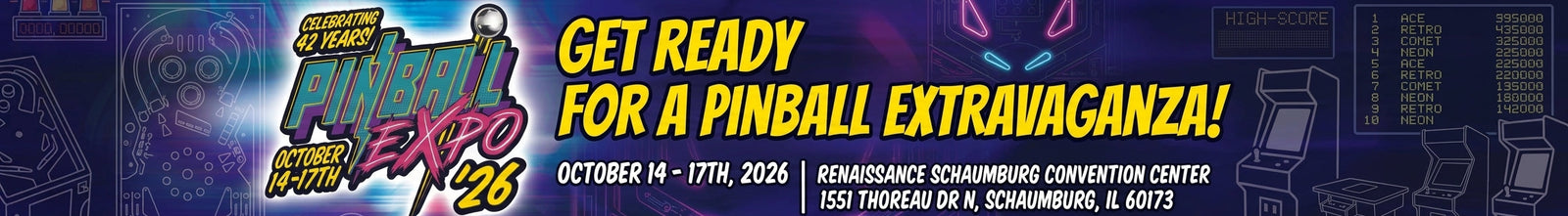 Pinball Expo 2026 - Pinballs Store is exhibiting, October 14-17, near Chicago